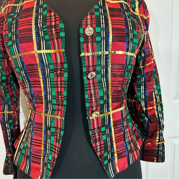 Warren Petites vintage plaid sequin jacket/ blazer size 12 - Picture 9 of 14